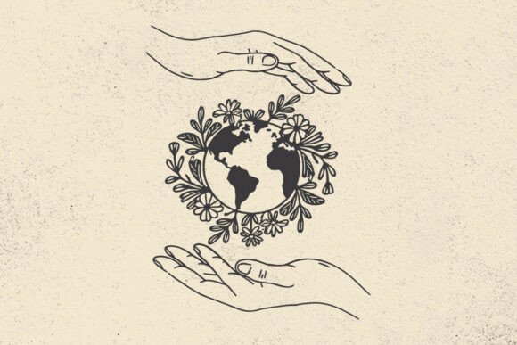 Botanical Earth in Woman Hands Svg File Review