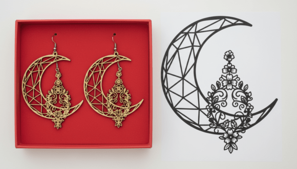 Crescent Moon Mandala Earring Laser Cut Review