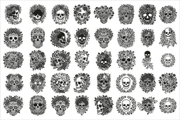 Elegant Floral Skull Silhouette Design Review