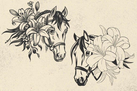 Floral Gentle Horses with Lilies Svg Review
