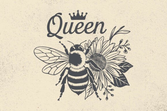 Flower Queen Bee with Leaves, Daisy Svg Review