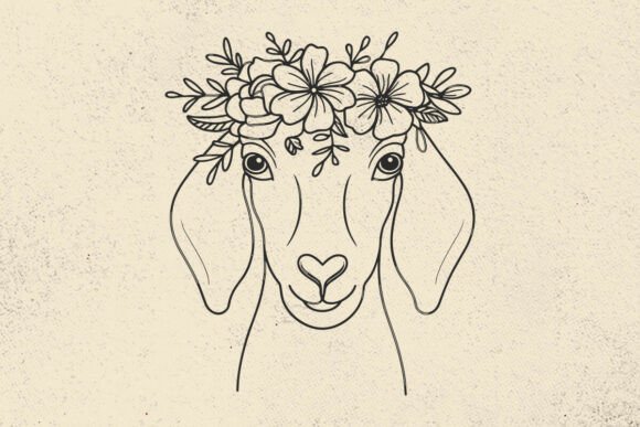 Goat Svg, Goat with Flower Crown Svg Review