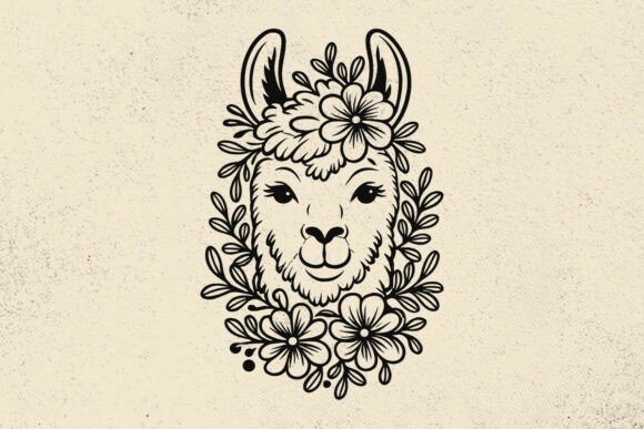 Happy Llama with Flowers Svg File Review