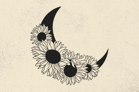 Moon with Sunflowers Svg File, Floral: A Designer's Review